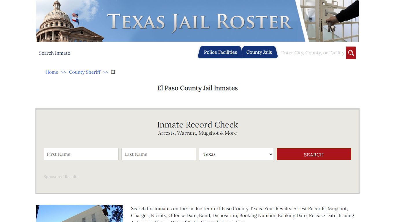 El Paso County Jail Inmates | Jail Roster Search